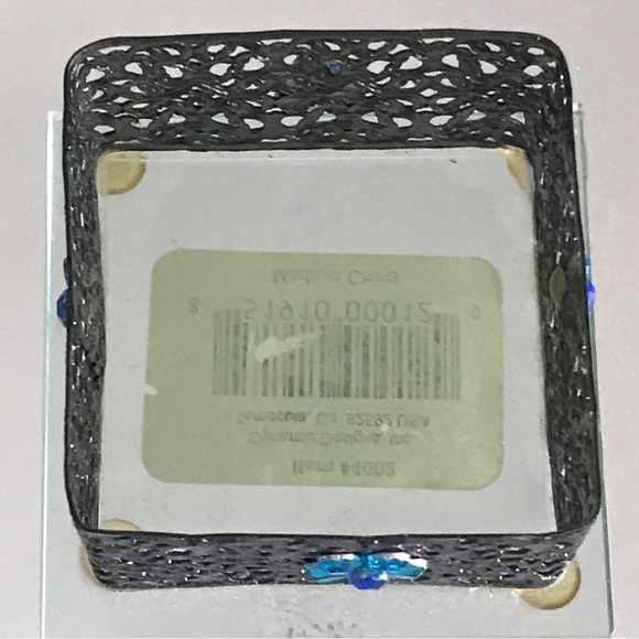 Ornate Filigree Metal Silver Tone/Rhinestones & Glass Small Trinket Jewelry Box - Picture 8 of 15